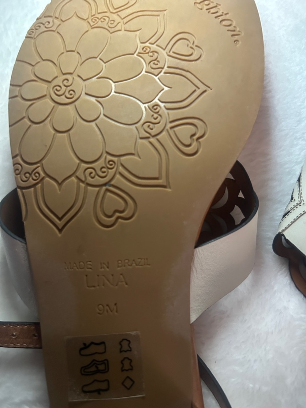 Brighton Tan Leather Sandals with White Embroidered Upper - Picture 3 of 6